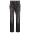 Saint Laurent Cotton Denim Straight Leg Jeans In Black