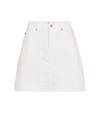7 For All Mankind Cotton Denim Mini Skirt In Prince St In White
