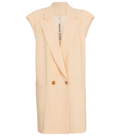 Petar Petrov Peak Lapel Elongated Sleeveless Blazer In Neutral