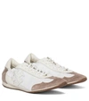 Tory Burch Vintage Suede-trimmed Sneakers In White,beige