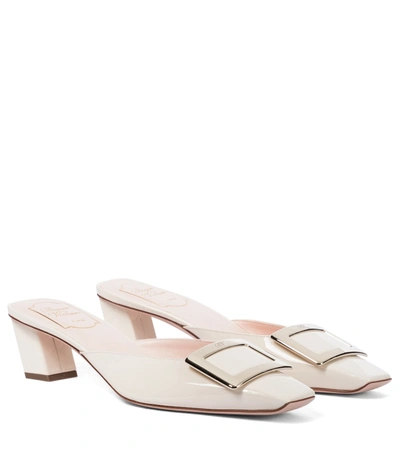 Roger Vivier Belle Vivier 45 Patent Leather Mules In White