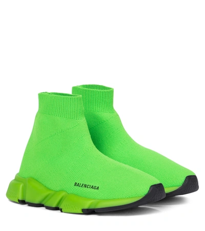 Balenciaga Little Kid's & Kid's Neon Speed Lt Sock Trainers In Green