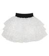 Balmain Kid White And Black Flounced Skirt With Sequins In White