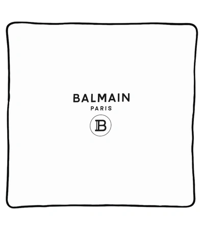 Balmain Baby Logo Cotton Blanket In White