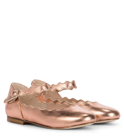 Chloé Kids' Metallic Leather Ballet Flats