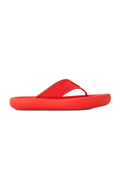 Stella Mccartney Logo-debossed Rubber Flatform Flip Flops In Blue