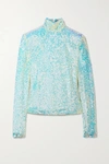 A.W.A.K.E. SEQUINED TULLE TURTLENECK TOP
