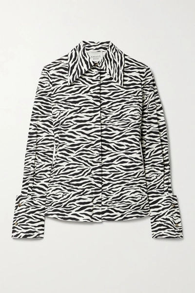 A.w.a.k.e. Point-collar Zebra-print Cotton Shirt In Black,white