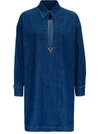 VALENTINO VALENTINO VGOLD DETAILED DENIM CHAMBRAY KAFTAN