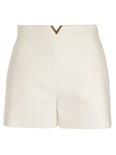 Valentino Vgold Cotton Blend Shorts In White