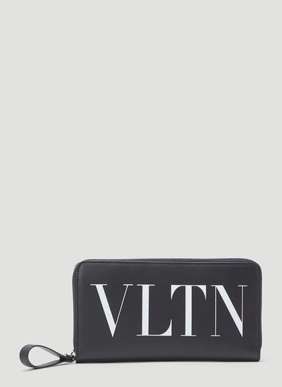 Valentino Garavani Valentino Vltn Zip Around Continental Wallet In Black