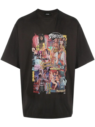 We11 Done Charcoal Cotton New Movie Collage T-shirt In Grey