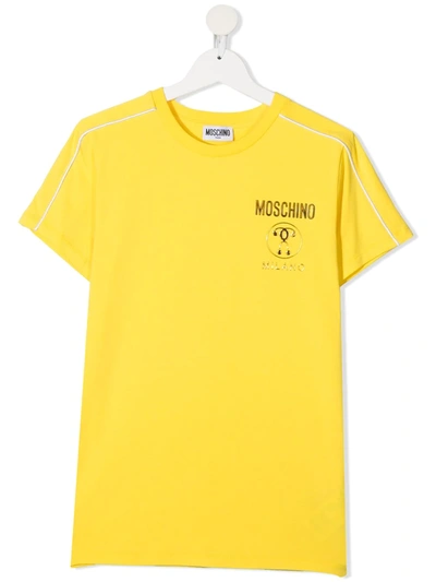 Moschino Teen Metallic Double Question Mark-print T-shirt In Yellow