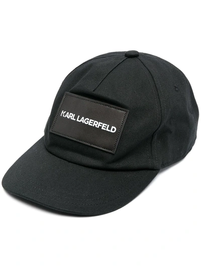 Karl Lagerfeld Kids' Logo-patch Cotton Baseball Cap In Black
