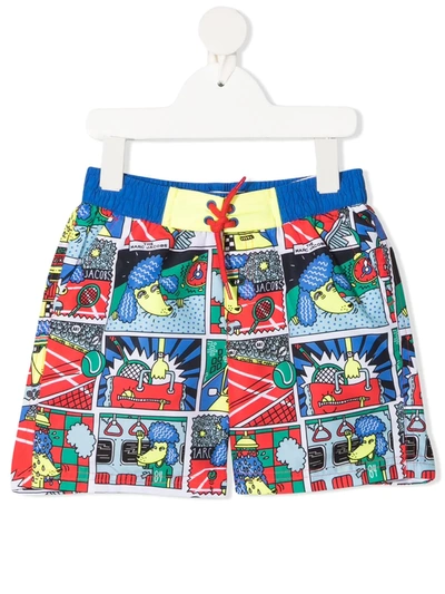 Marc Jacobs Teen Comic Book Print Swim Shorts In Multi