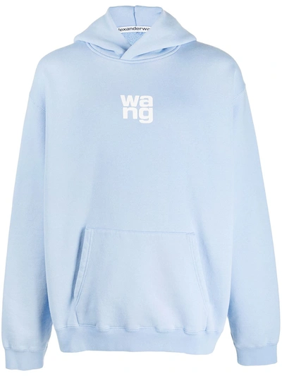 Alexander Wang Logo-print Cotton Hoodie In Blue