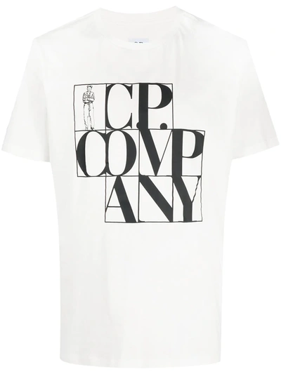 C.p. Company Lettering Logo Printed T-shirt In White