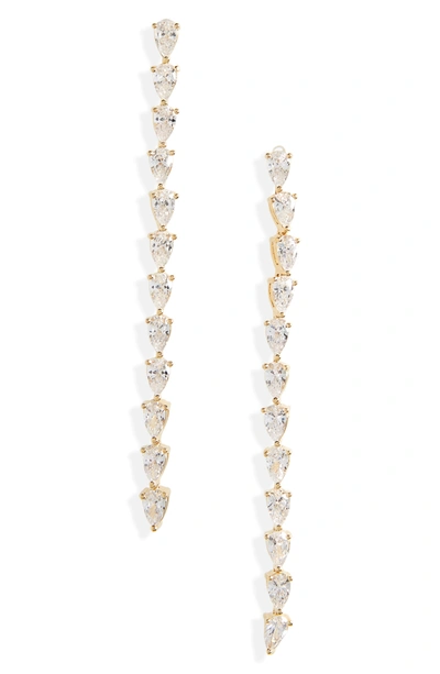 Nordstrom Pear Cubic Zirconia Linear Earrings In Clear- Silver