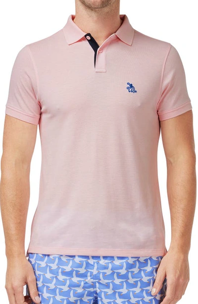 Tom & Teddy Cotton Pique Slim Fit Polo Shirt In Pastel Pink