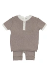 Feltman Brothers Knit Henley & Pants Set In Heather Tan