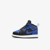Jordan 1 Mid Infant/toddler Shoe In Black,white,hyper Royal