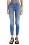 MOTHER THE LOOKER HIGH WAIST FRAYED ANKLE SKINNY JEANS,1411-686