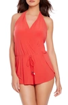 Magicsuitr Magicsuit Bianca One-piece Romper Swimsuit In Guava Orange