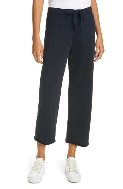 Frank & Eileen Crop Wide Leg Cotton Pants In British Royal Navy