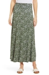 Loveappella Roll Top Maxi Skirt In Sage/ Ivory