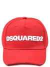 Dsquared2 Logo Embroidered Cotton Gabardine Cap In Red