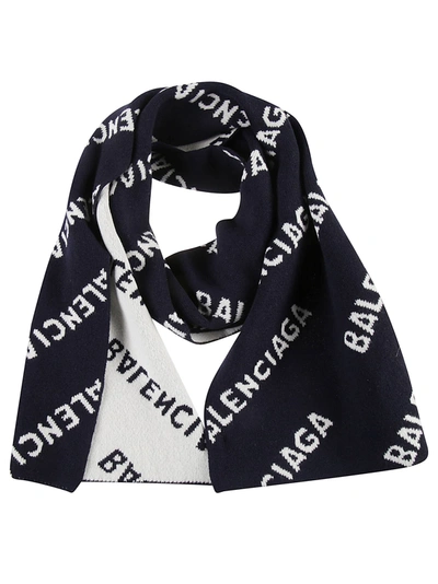 Balenciaga Logo Scarf In Blu