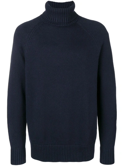 Calvin Klein Roll-neck Fitted Jumper In Blue