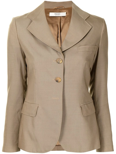 Pre-owned Prada Classic Notched Blazer In Brown