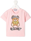 Moschino Teddy-print Stretch-cotton T-shirt In Pink