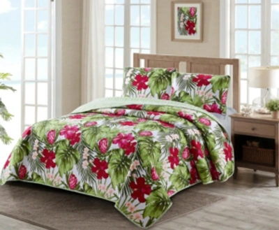 Welcome Industrial Paradise Palm 3 Piece Quilt Set King In Multi