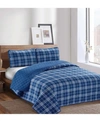 HARPER LANE BLUE PLAID 3 PIECE QUILT SET, KING