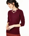 CHARTER CLUB PETITE CREW-NECK CASHMERE SWEATER, CREATED FOR MACY'S