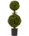 NEARLY NATURAL 35" DOUBLE BOXWOOD TOPIARY