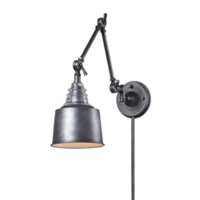 Elk Lighting 1 Light Swingarm Sconce In Weathered Zinc In Silver
