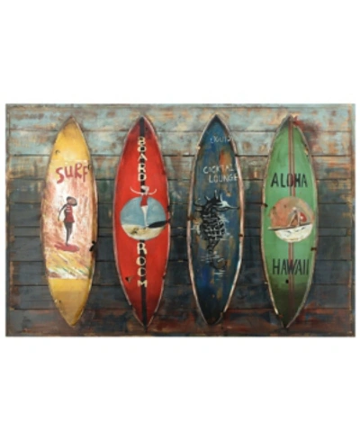 Empire Art Direct 'surfboards' Metallic Handed Painted Rugged Wooden Blocks Wall Sculpture In Multi
