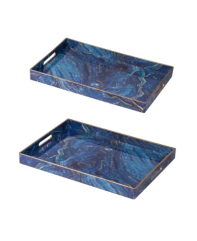 Ab Home Modern Chic Rectangular Trays, Set Of 2 In Blue