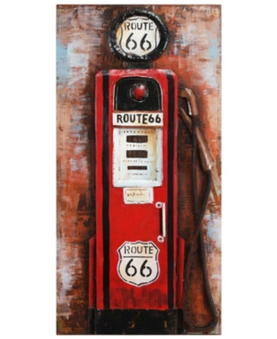 Empire Art Direct Gas Pump Mixed Media Iron Hand Painted Dimensional Wall Art, 48" X 24" X 2.8" In Red
