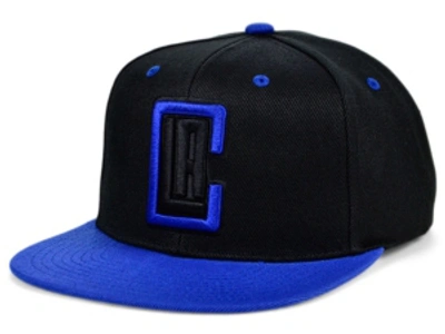 Mitchell & Ness Los Angeles Clippers Black Royalty Snapback Cap In Black/blue