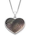 MACY'S BLACK MOTHER OF PEARL 16X13MM HEART SHAPED PENDANT WITH 18" CHAIN IN STERLING SILVER