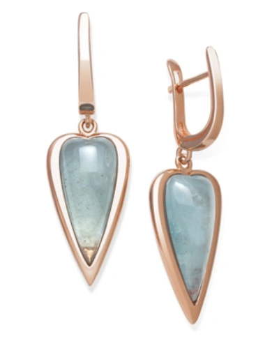 Macy's Milky Aquamarine Drop Earrings In Rose Gold Over Silver In White