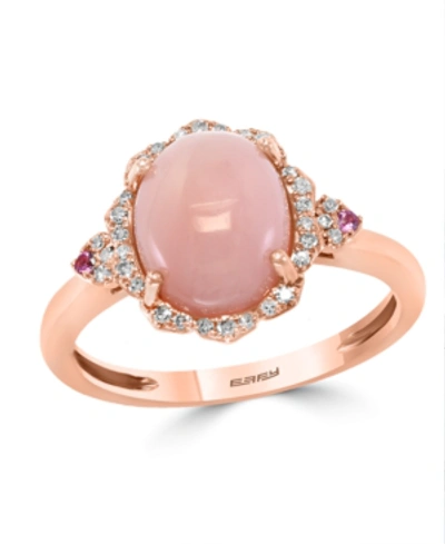 Effy Collection Effy Pink Opal (2 5/8 Ct.t.w.) And Diamond (1/10 Ct.t.w.) Ring In 14k Rose Gold