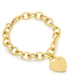 STEELTIME LADIES STAINLESS STEEL 18K MICRON GOLD PLATED HEART CHARM BRACELET