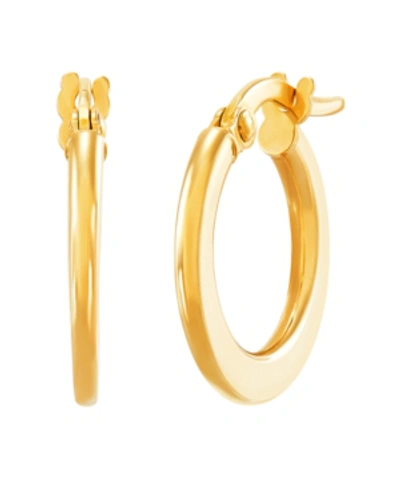 Italian Gold Polished Flat Round Hoop Earrings In 10k Yellow Gold