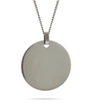EVE'S JEWELRY MEN'S LARGE STAINLESS STEEL ROUND TAG ON CURB CHAIN NECKLACE