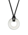 EVE'S JEWELRY MEN'S BLACK CORD CIRCLE PENDANT NECKLACE